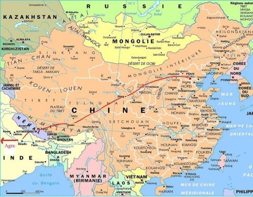 The same route on a contemporary map of China.