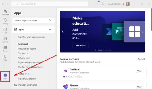 Apps in Microsoft Teams Maastricht University