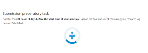 You see a blue icon with a blue circle. Half of the circle has a dark blue line and the other part is light blue. This indicates a loading sign. 