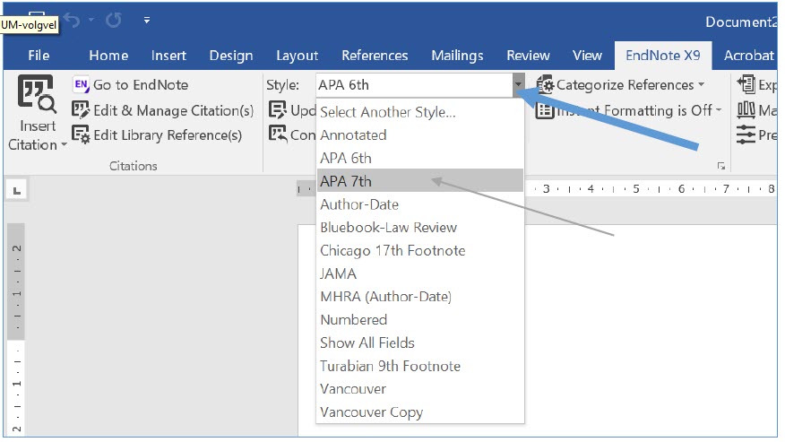 endnote apa format