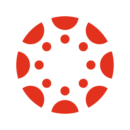 A red icon with dots and half circles of the Canvas Student app