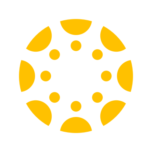 A yellow icon with dots and half circles of the Canvas Teacher app