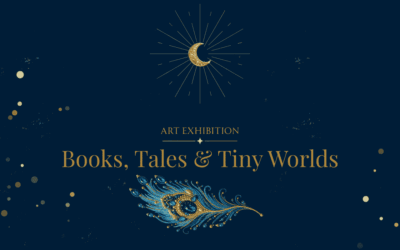 Artwork for 'Books, Tales & Tiny Worlds' art exhibition at Maastricht University Library.