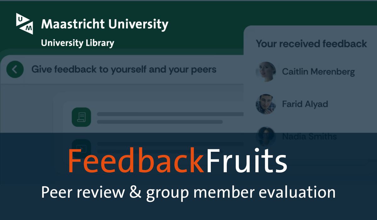 You can see a printscreen of FeedbackFruits with the text FeedbackFruits peer review and group member evaluation