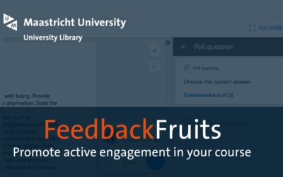 Printscreen of FeedbackFruits with the text: FeedbackFruits promote active engagement in your course