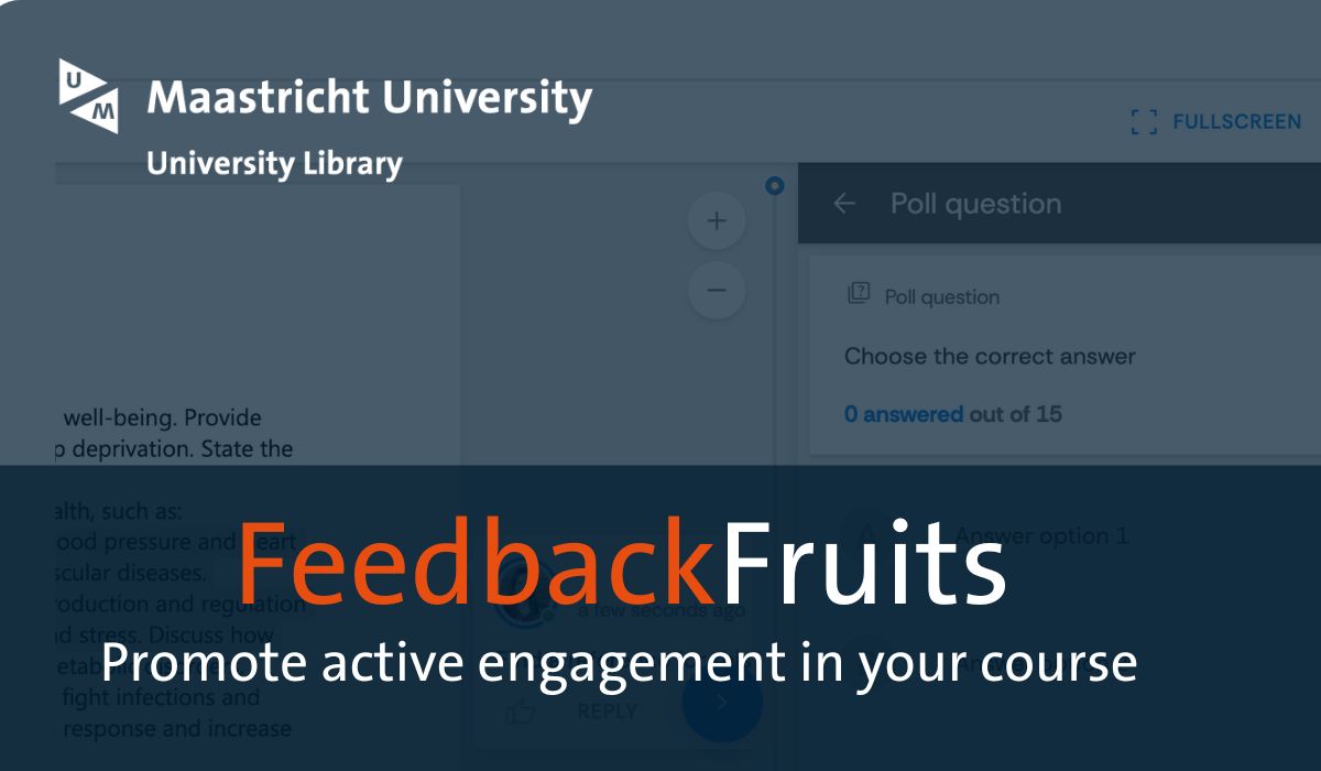 Printscreen of FeedbackFruits with the text: FeedbackFruits promote active engagement in your course