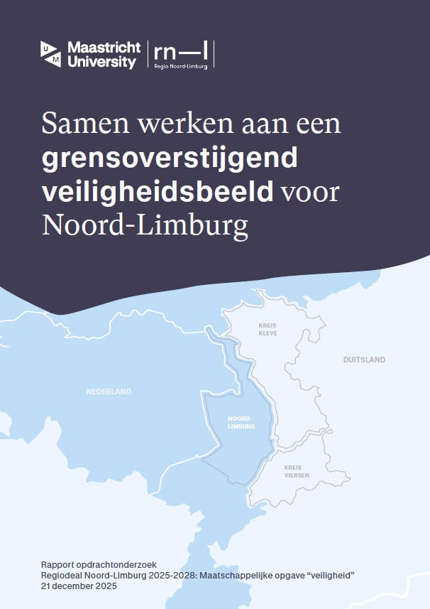 Front cover of the MUP report Samen werken aan een grensoverstijgend veiligheidsbeeld voor Noord-Limburg