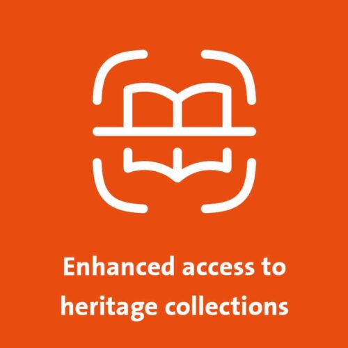 Logo of an open book depicting enhanced access to heritage collections