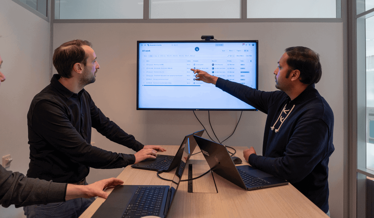 Team in meeting setting