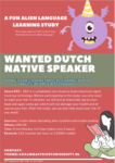 requirement poster for native Dutch speakers performing a language learning experiment