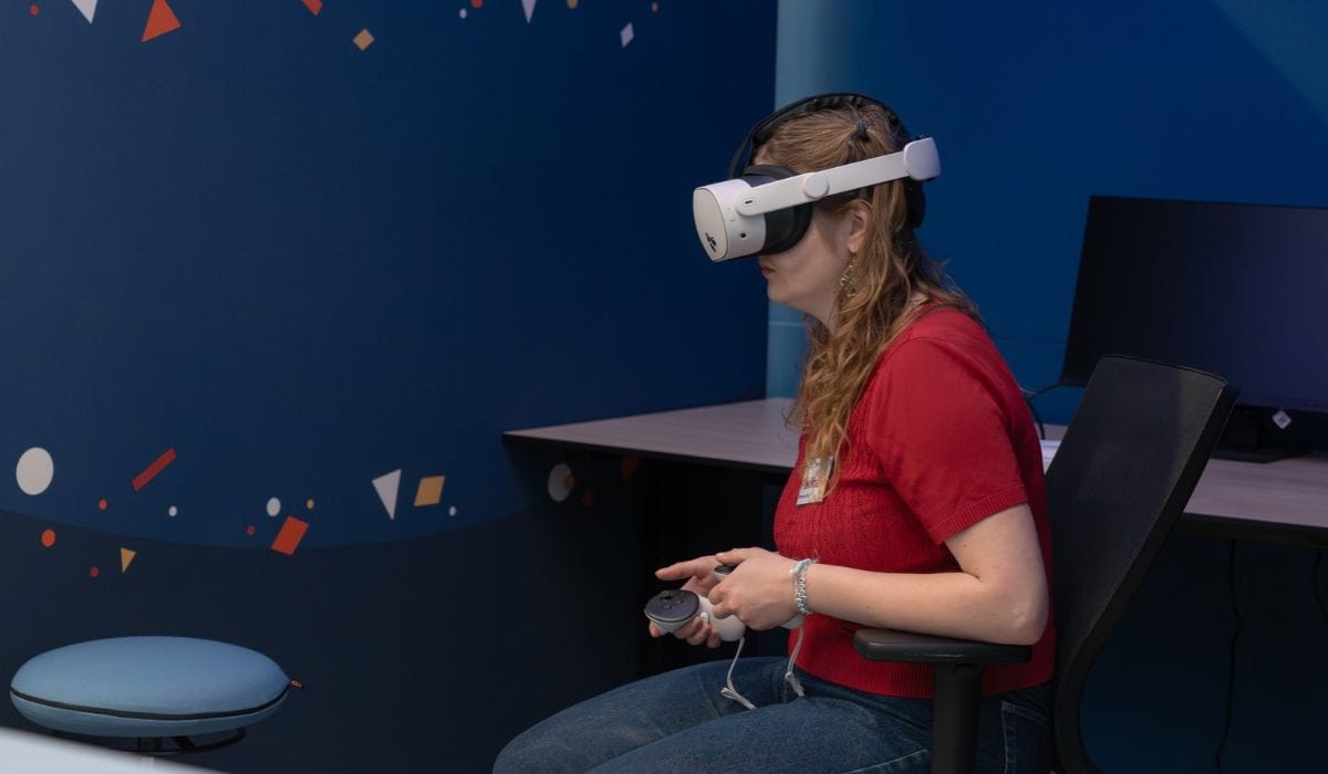 Girl using a VR headset