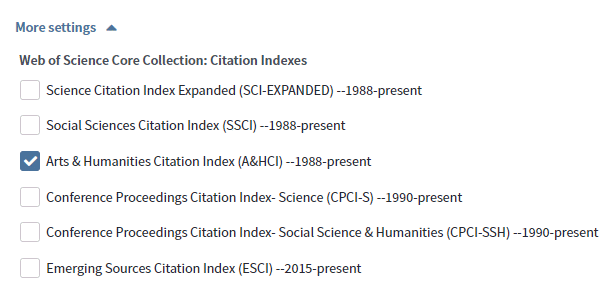 A Hci Arts Humanities Citation Index Via The Web Of Science