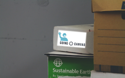 moving boxes with on one of them the going canvas logo