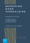 The book cover image features a dark blue background with gold textured vertical lines and white text, promoting literature, imagery, and freedom for Jan de Roder.