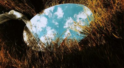 mirror in grass