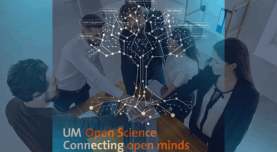 Image of people joining hands and the UM Open Science tree