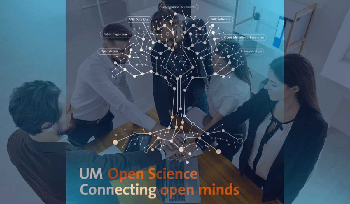 Image of people joining hands and the UM Open Science tree