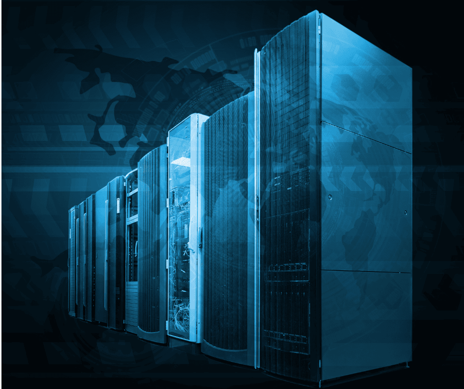 High-tech data servers in a research cloud environment at Maastricht University Library.